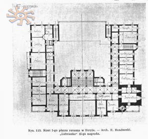 Перше зображення - план другого поверху ратуші. Проект Р. Бандурського "Lubranka".