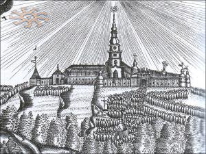 Підкамінський монастир. Гравюра 1727 р.