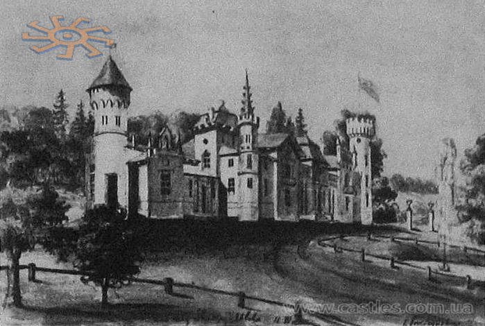 Вільха (Ulcza). Палац з боку під'їзду. Малюнок Наполеона Орди.