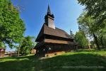 Gothic wooden church in the Carpatian (in the village of Sokyrnytsia in Khust Region in Ukraine)
