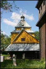 Volia Vysotska in Western Ukraine - wooden church