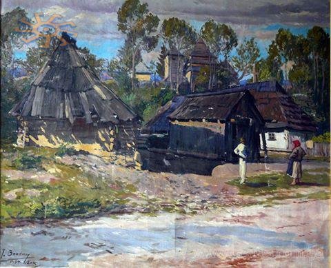 Михайлівська церква в Ужку на картині Йосипа Бокшая.