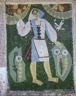 A mosaic bus-stop in the Verbovets village in Ukraine