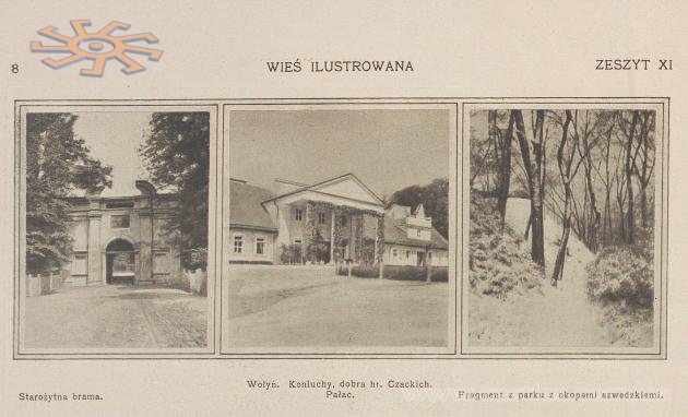 Палац Чацьких у Конюхах. Світлина з польського часопису Wies Ilustrowana за листопад 1910 р.