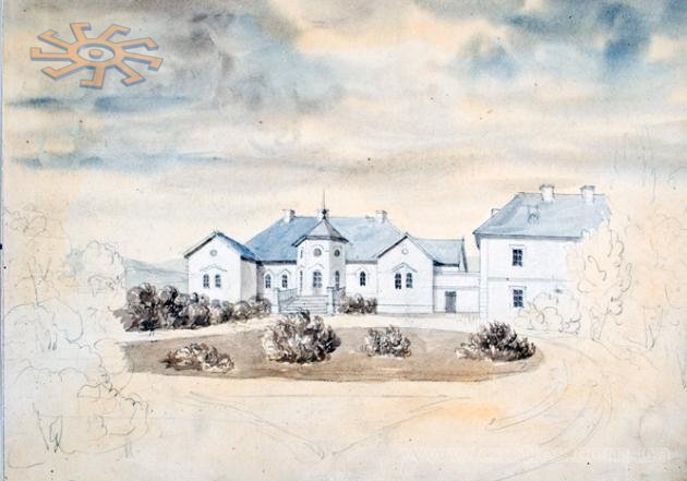 Двір у Чабанівці на акварелі Наполеона Орди