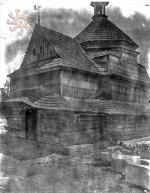 Стара дерев'яна церква в Росохачі на фотографіяк К.Мокловського. З книги "Cerkwie drewniane dawnej Galicji Wschodniej"
