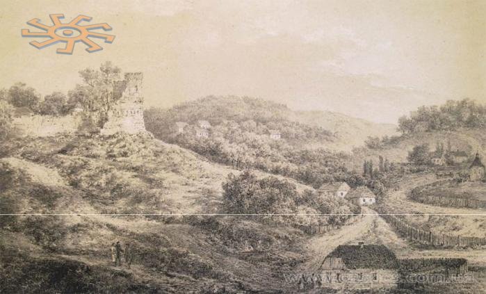 Розвалини замку в Ридомилі на акварелі Наполеона Орди