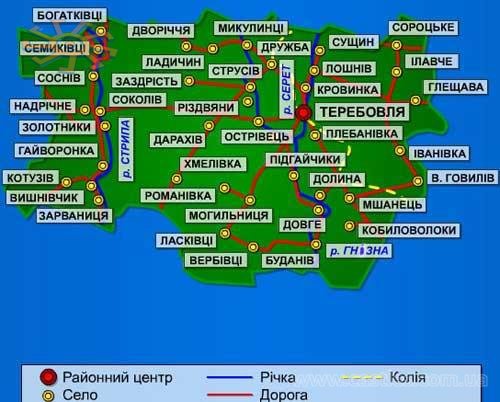 Схематична карта Теребовлянського району