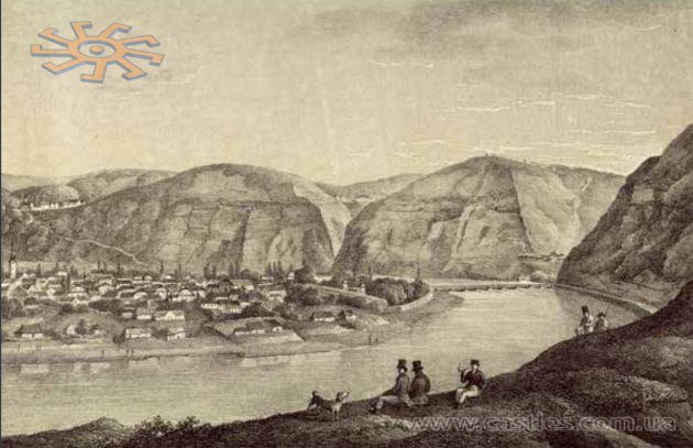 Панорама Заліщиків зі сторони Звенячина років 200 тому.